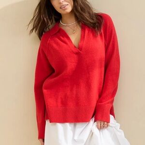 Aerie UnReal Red Polo Sweater